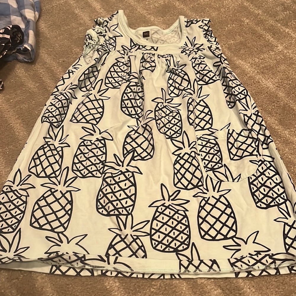 Absolutely adorable little girls Tea Collection light blue pineapple dress.
